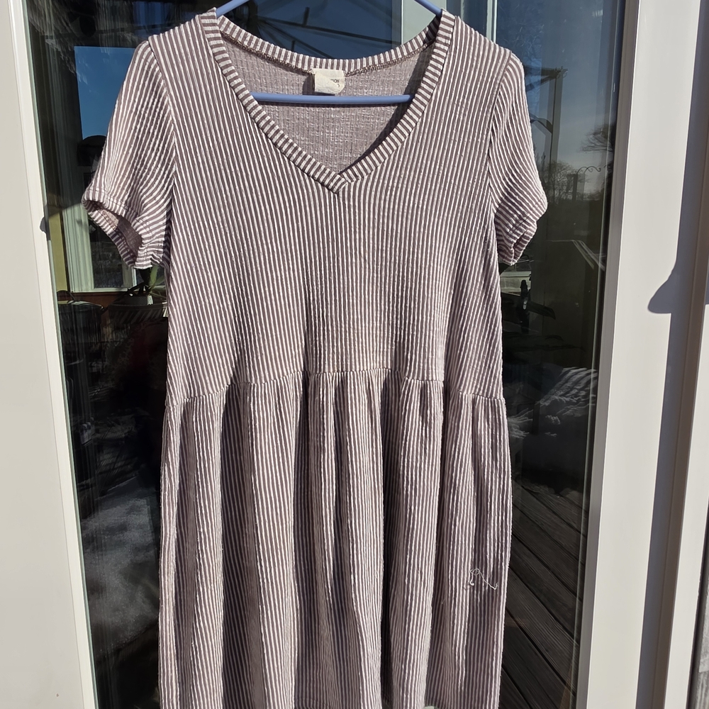 Caution To The Wind Purple Striped Dress